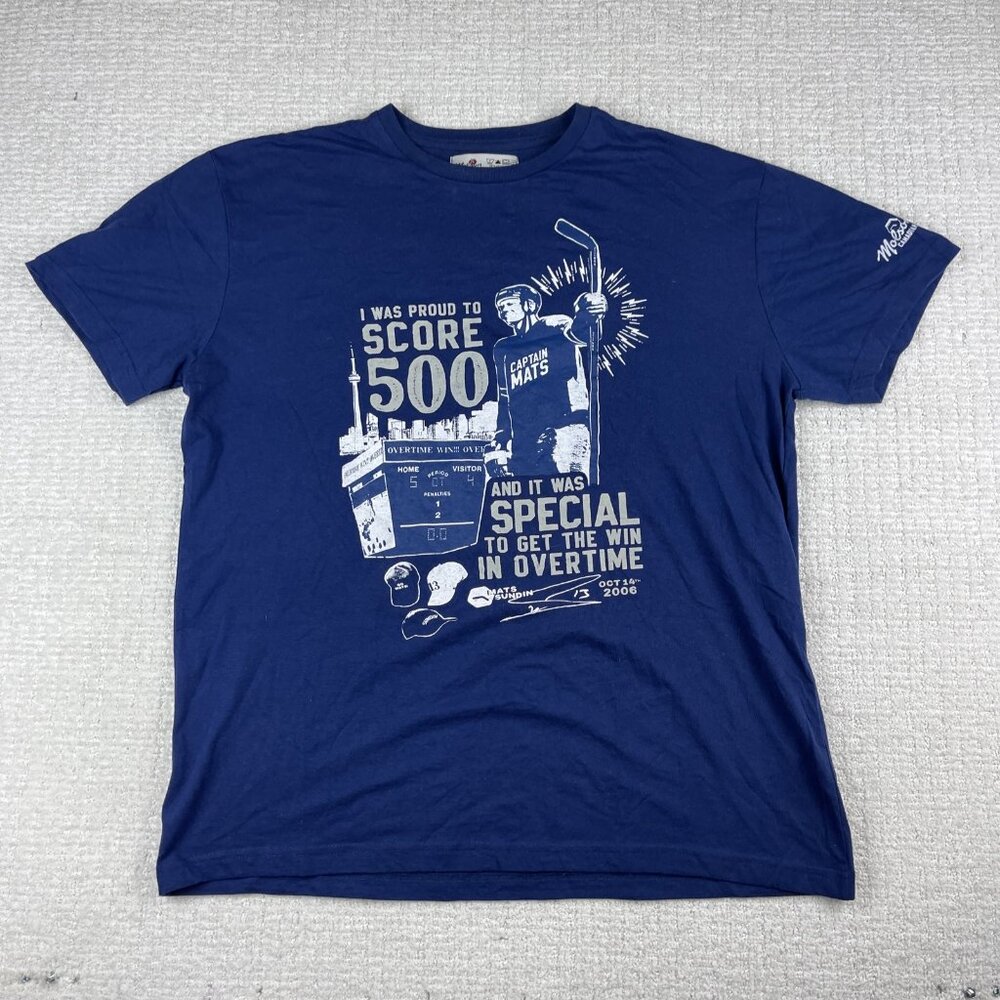 VTG Molson Canadian Hockey NHL Alumni Mats Sundin Mens Blue T-shirt - Size L